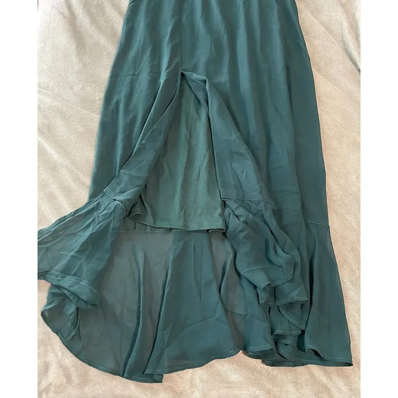 NWOT SMY MuMu Claire Midi Dress Size Medium Deep Emerald Luxe Satin Wedding - Picture 3 of 9